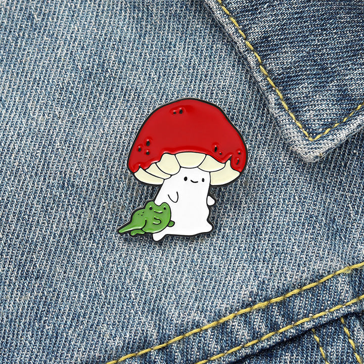 Mini Red Mushroom Brooch Alloy Paint Frog Pin – Jewelry Gift Ideas — 1