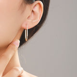 S925 Sterling Silver Square Earrings Women's European – Stylish Gifts — 1