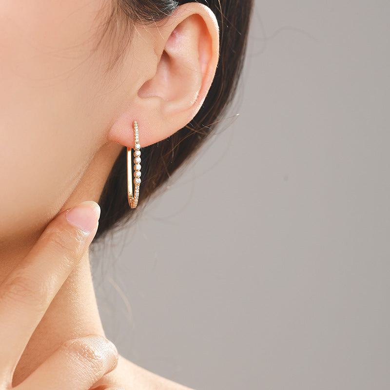 S925 Sterling Silver Square Earrings Women's European – Stylish Gifts — 1