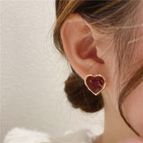 Enamel Red Heart Earrings 18K Gold Stud Earrings – Gifts for Her — 2