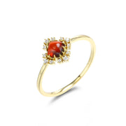 Red Garnet Zircon Diamond Ring – Meaningful Gifts — 4