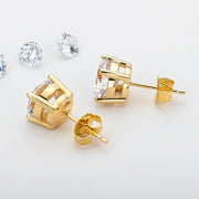 Stud Earrings 925 Sterling Silver 18 Gold Moissanite – Everyday Gifts — 1