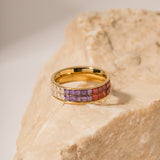 Fashion Double Layer Colored Square Set Zirconium Ring – Stylish Gifts — 2