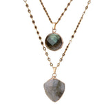 Moonstone Pendant Double Chain Necklace – Jewelry Gift Ideas — 5