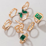 Ring Gold Green K Letter Snake Butterfly – Birthday Gifts — 4