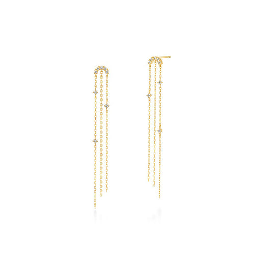 925 Silver Rainbow Star Moon Fringe Earrings – Jewelry Gift Ideas — 2