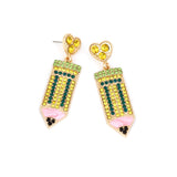 Cute Full Diamond Love Pencil Earrings – Gifts for Couples — 4
