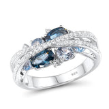 Creative New X-shaped Hollow Sea Blue Zircon Ring – Small Gift Ideas — 3