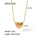 18K Gold Bead Chain With Zirconium Heart Shaped – Jewelry Gift Ideas — 6