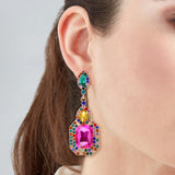 Geometric Colorful Crystals Inlaid Earrings Vintage – Meaningful Gifts — 1