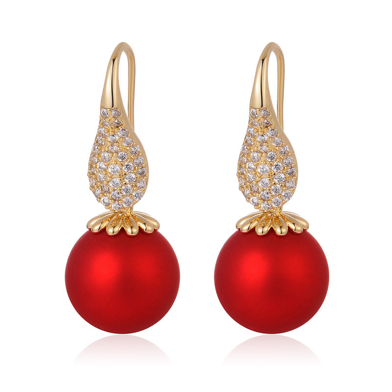 Short Pearl Frosted Bead Copper Earrings – Gift Ideas — 1