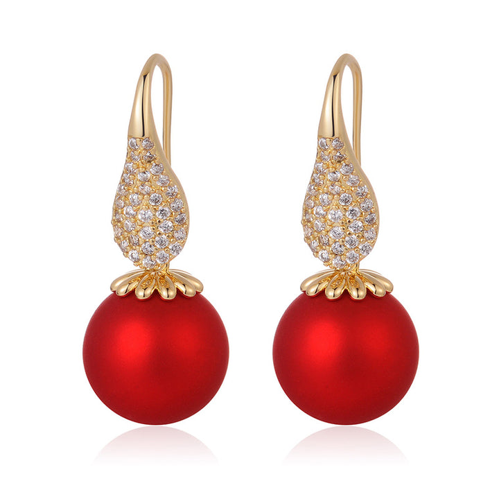 Short Pearl Frosted Bead Copper Earrings – Gift Ideas — 1