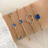 Retro Inlaid Lvzuan Square Chain Heart Bracelet – Jewelry Gift Ideas — 15