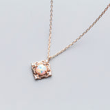 Women's Silver Necklace Pendant Sweet Square – Jewelry Gift Ideas — 4