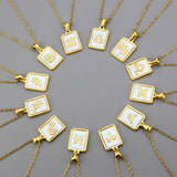 Stainless Steel Square Shell Zodiac Necklace – Jewelry Gift Ideas — 1