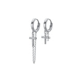 Short Cross Chain Ear Clip Women's Rhinestone Earrings – Gifts for Her — 5