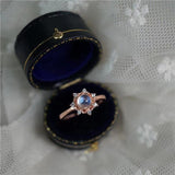 Natural Moonstone Snowflake Diamond Sterling Silver Ring – Gift Ideas — 3