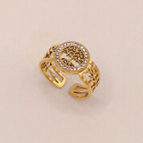 Titanium Steel Lucky Tree Diamond Studded Hollow Ring – Gift Ideas — 10