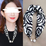 Magnetic Buckle Silk Women Scarf Pearl Necklace – Stylish Gifts — 3