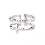 Double Cross Miniature Copper Inlaid Zircon Ring – Stylish Gifts — 4
