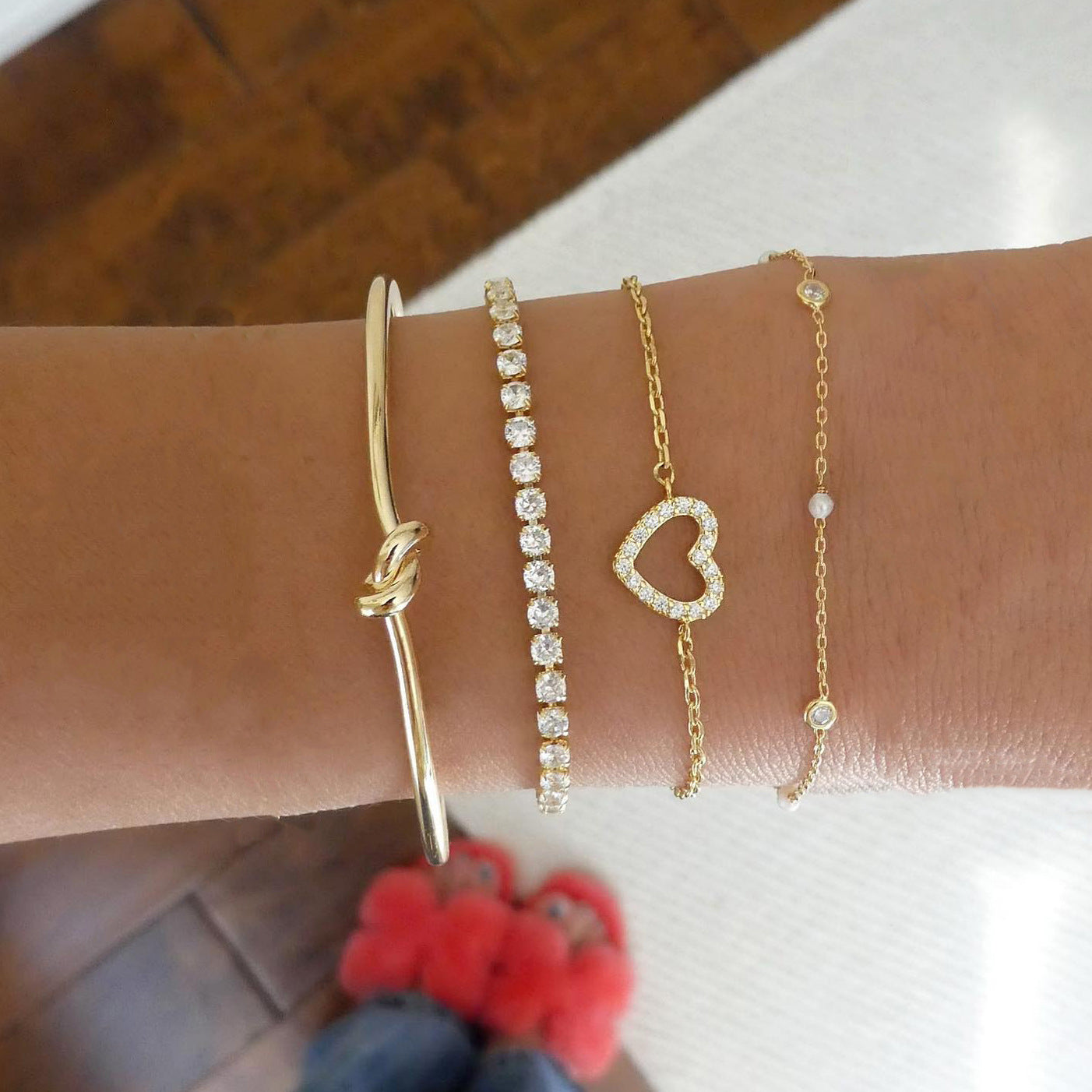 Creative Full Diamond Hollow Heart Bracelet Suit – Jewelry Gift Ideas — 1