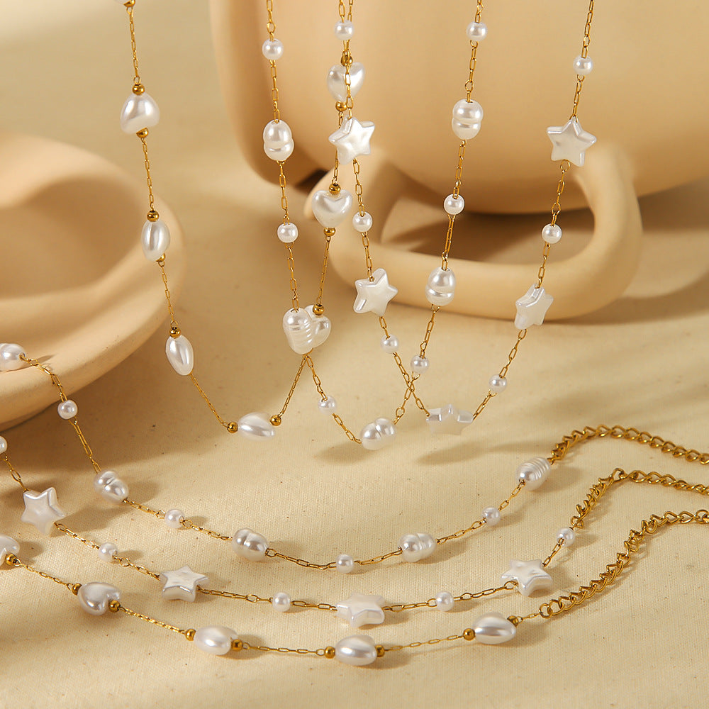 Pearl Tassel Starry All-match Clavicle Stainless – Jewelry Gift Ideas — 1