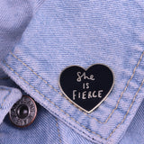 Black Heart-shaped Brooch Feminism Badge – Jewelry Gift Ideas — 1