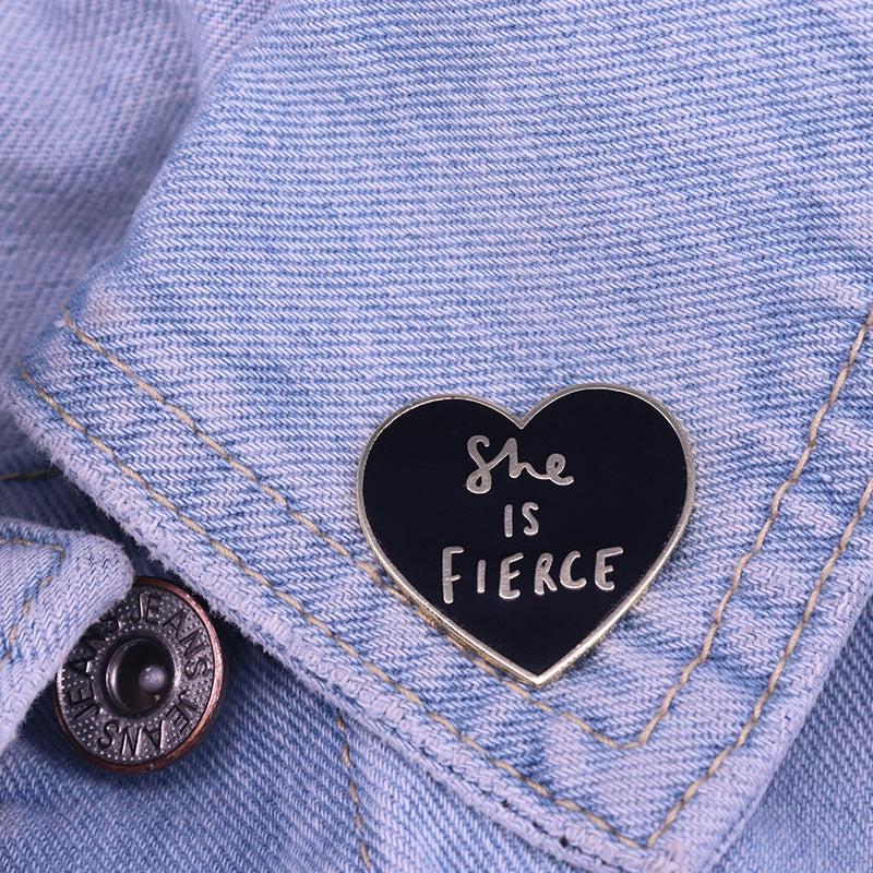 Black Heart-shaped Brooch Feminism Badge – Jewelry Gift Ideas — 1