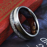 Two-tone Patch Ornament White Silk Wood Grain Ring – Gifts for Him — 3