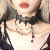 Gothic Black Rose Lace Long Tassel Women's – Jewelry Gift Ideas — 3