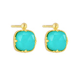 Natural Square Turquoise White Crystal Earrings – Gift Ideas — 2