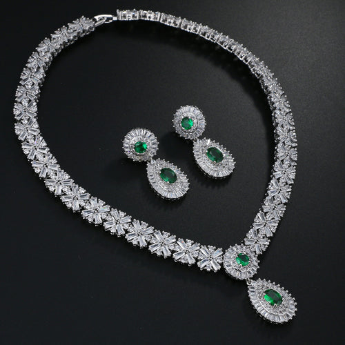 Bride's Round Zircon Wax Earrings Necklace Set – Jewelry Gift Ideas — 2