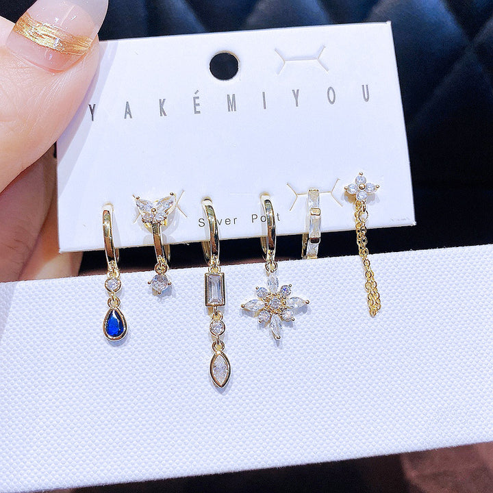 Zircon Earrings Senior Sense Blue Water Drop Set – Practical Gifts — 1