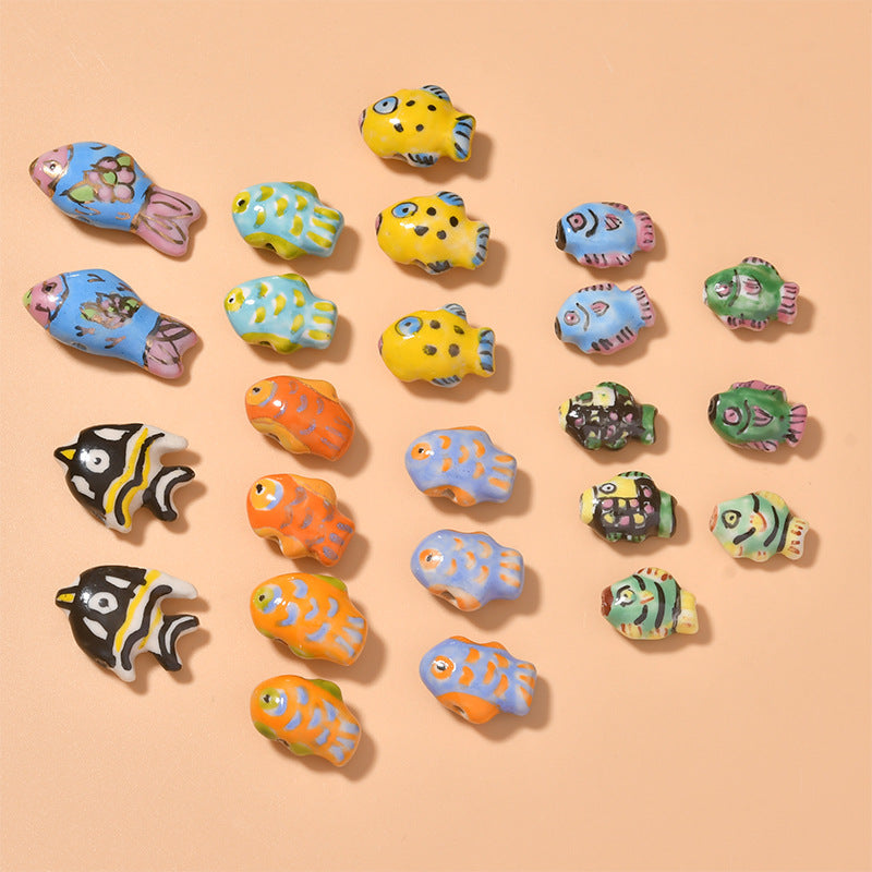 Hand-painted Yellow Small Fish Shape Ceramic – Jewelry Gift Ideas — 1