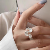 High-grade S925 Sterling Silver Tangcao Texture Wave Ring – Gift Ideas — 4