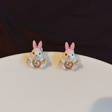Sweet Cute Rabbit Stud Earrings 925 Silver – Gifts for Pet Lovers — 2