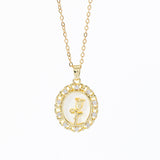 Retro White Shell Rose Necklace Copper Plated – Jewelry Gift Ideas — 3