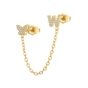 Women's Zircon Butterfly Alphabet One Piece Stud – Gifts for Her — 11