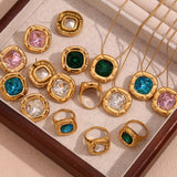 18K Gold Round Corner Square Flower Zircon Ear – Jewelry Gift Ideas — 13