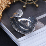 S925 Sterling Silver Feather Ring Creative Personality – Stylish Gifts — 4
