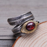 Women's Garnet Vintage Statement Feather Ring – Gifts for Her — 2