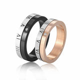 Rotatable Roman Numeral Titanium Steel Couple Ring – Gifts for Couples — 7
