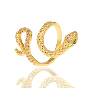 Copper Plated Genuine Gold Snake Shaped Diamond Ring – Stylish Gifts — 7