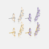 Sterling Silver Stud Diamond Branches Zircon Asymmetric – Gift Ideas — 6