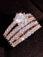 Hollow Double Layer Zircon Engagement Ring Set – Gifts for Couples — 2