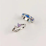 Wavy Fishtail Couple Adjustable Opening Ring – Gifts for Couples — 2
