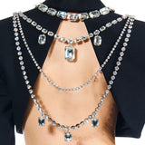 Multilayer Square Rhinestone Pendant Body Chain – Jewelry Gift Ideas — 6