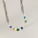Pearl Colorful Glaze Flower Splice Necklace – Jewelry Gift Ideas — 3