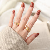 Women's Retro Frosty Stretch Multi-layered Ring – Gifts for Her — 2