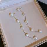 925 Silver Stud Freshwater Pearl Tassel Earrings – Everyday Gifts — 9